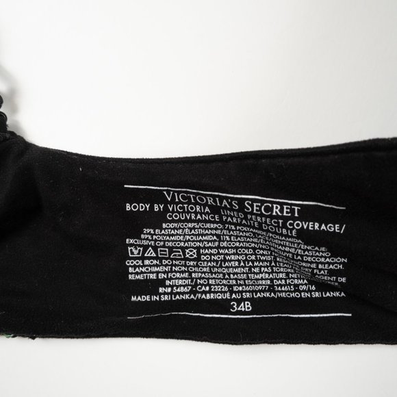 Victoria's Secret black Body by Victoria Lined Perfect Coverage bra size 34B - Picture 2 of 10